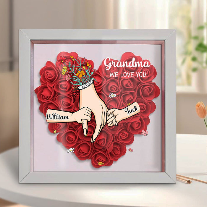 Grandma We Love You-Personalized  Flower Shadow Box-Gift For Mom, Grandma