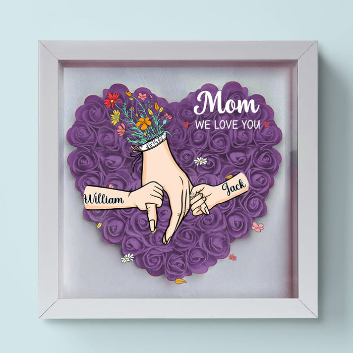 Grandma We Love You-Personalized  Flower Shadow Box-Gift For Mom, Grandma