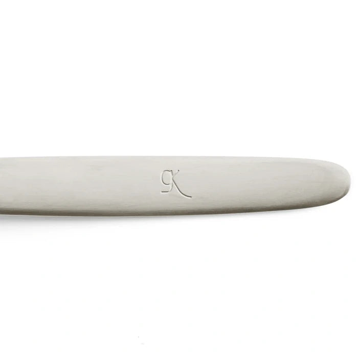 Silver JB Prince Gray Kunz Sauce Spoon Original size showcasing GK logo on handle.