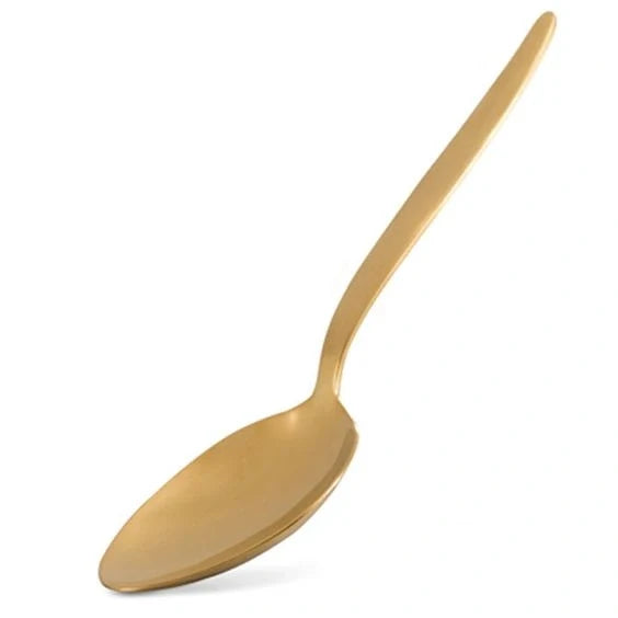 Gray Kunz Spoon Limited Edition in Gold Upright on white background.