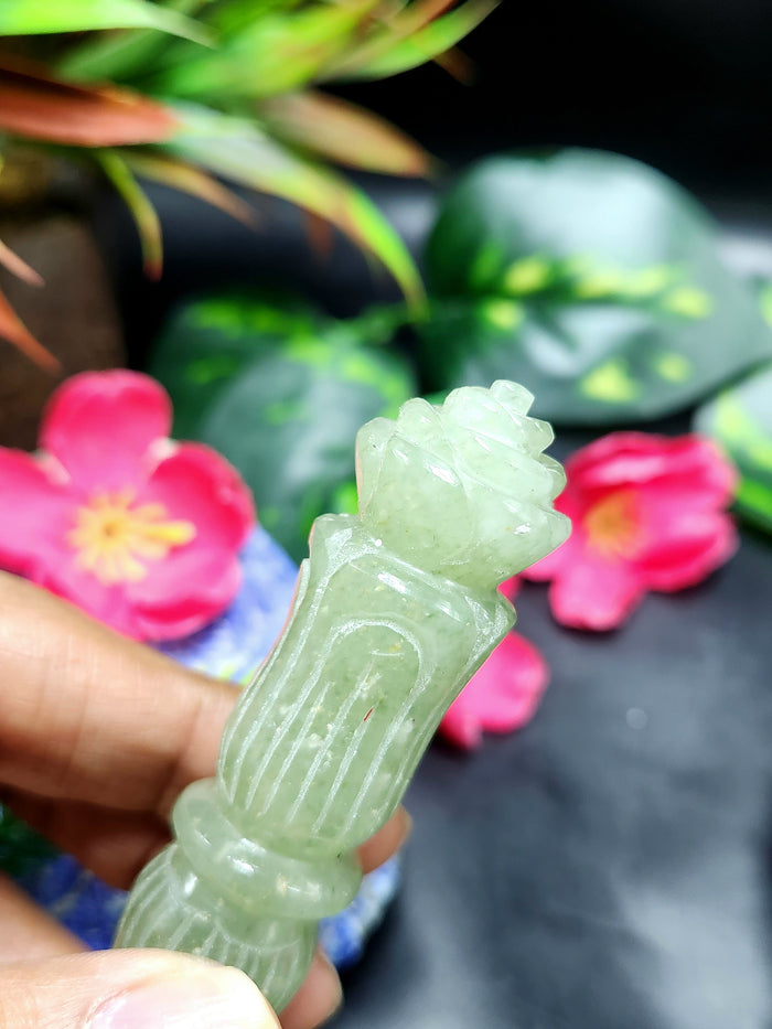 Green Aventurine carving of a traditional phurba - Carvings in gemstones and crystals - 4.5 inches and 40 gms - Shwasam