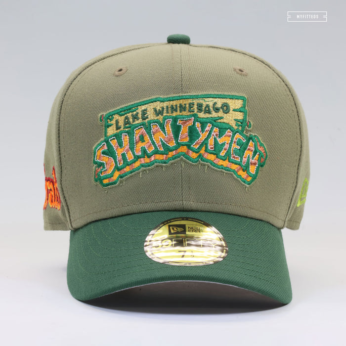 LAKE WINNEBAGO SHANTYMEN BRATS ARMY OLIVE MOUNTAIN GREEN NEW ERA FITTED CAP
