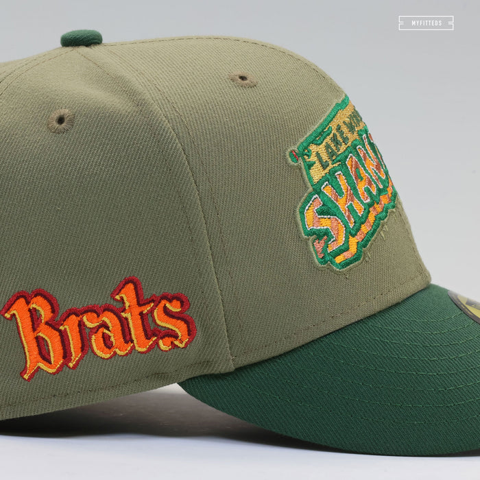 LAKE WINNEBAGO SHANTYMEN BRATS ARMY OLIVE MOUNTAIN GREEN NEW ERA FITTED CAP