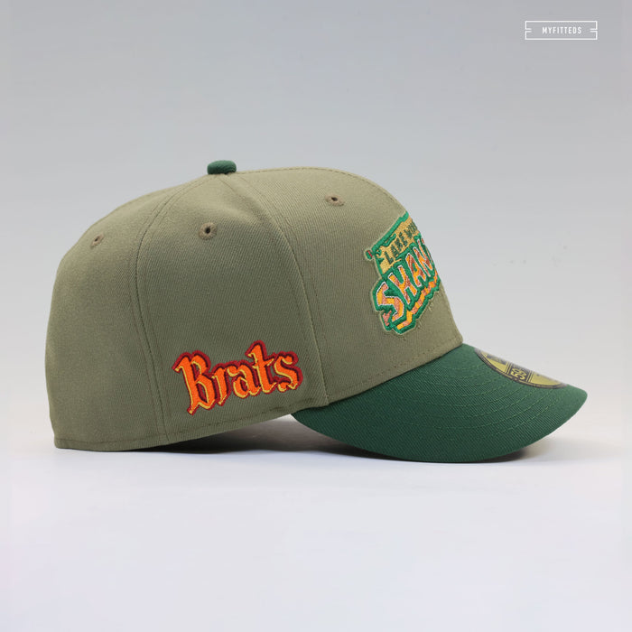 LAKE WINNEBAGO SHANTYMEN BRATS ARMY OLIVE MOUNTAIN GREEN NEW ERA FITTED CAP