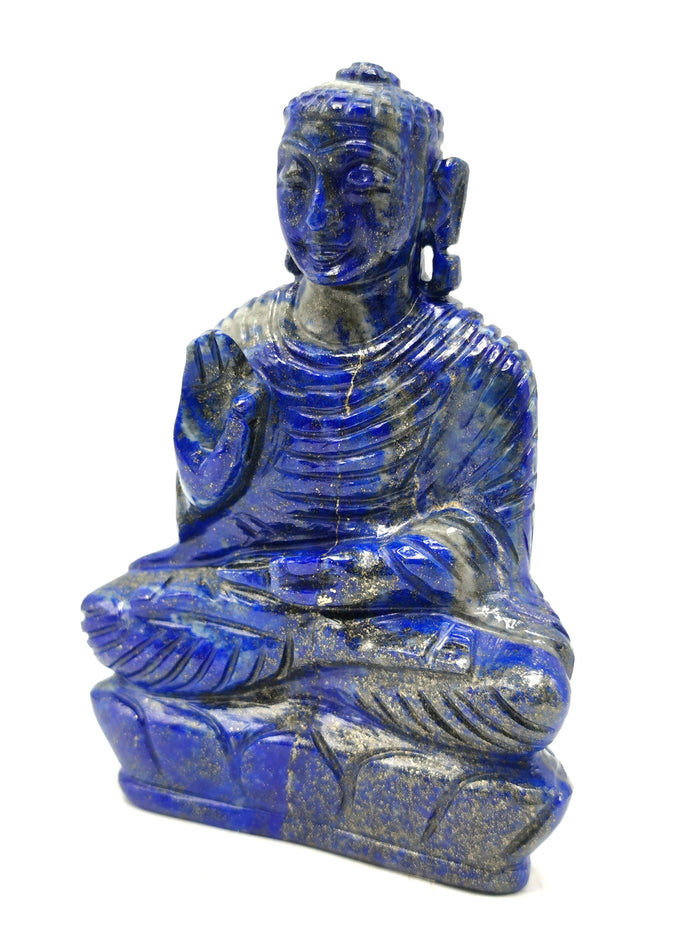 Lapis Lazuli Buddha - handmade carving of serene and meditating Lord Buddha - crystal/reiki/healing - 6 inches and 560 gms