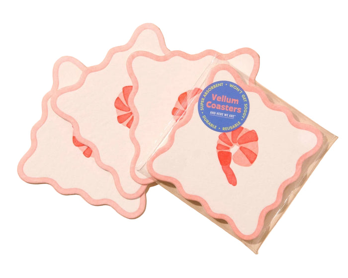 Letterpress Reusable Vellum Coasters—Crudité Cocktail Shrimp