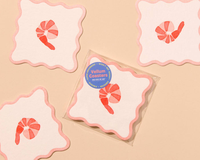 Letterpress Reusable Vellum Coasters—Crudité Cocktail Shrimp