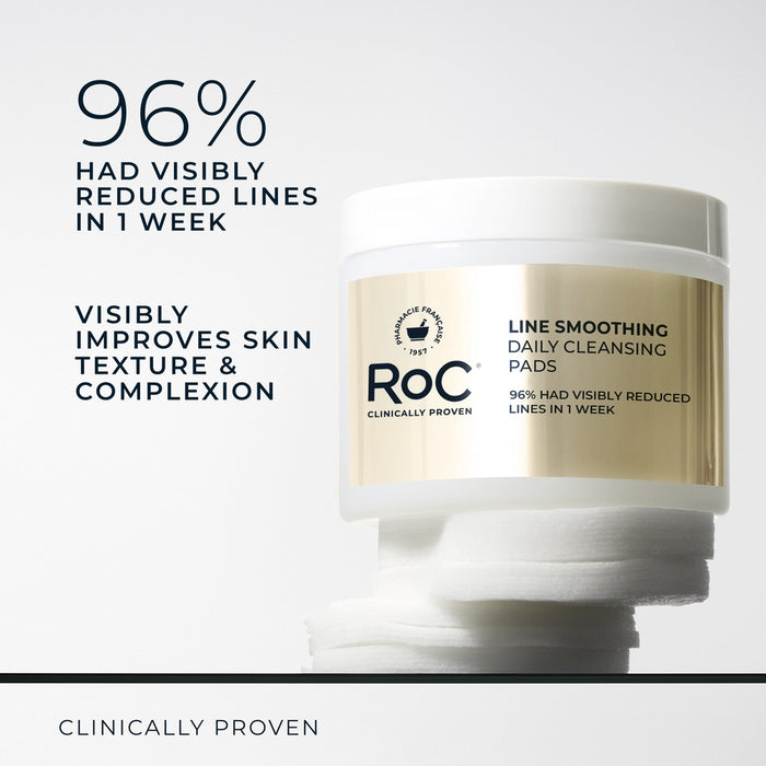 line smoothing daily cleansing pads
96% had visibly reduced lines in 1 week
visibly improves skin texture & complexion clinically proven