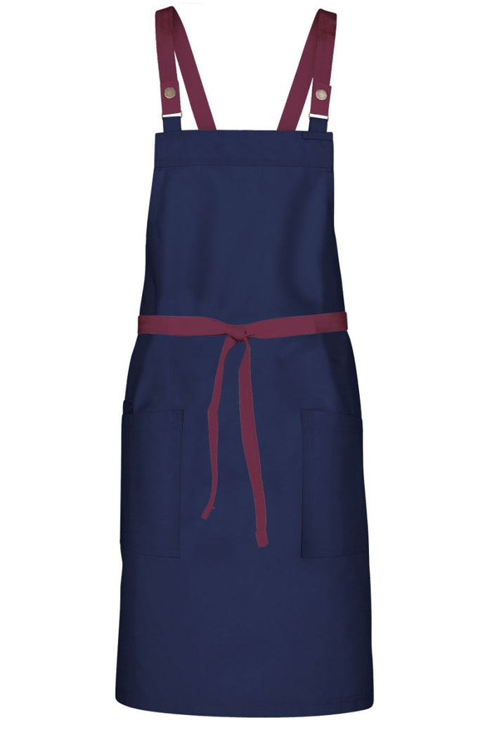 Chef Works Merlot Lockharte Dark Navy Crossback Canvas Bib Apron