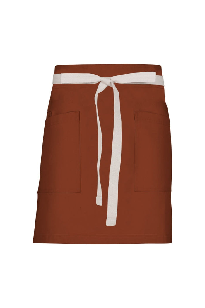 Chef Works Ecru Lockharte Rust Canvas Half Bistro Apron