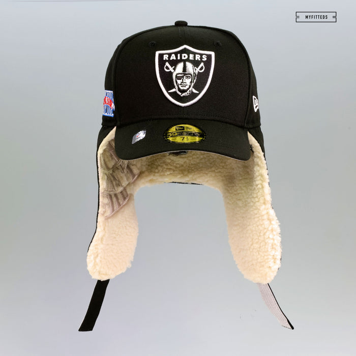 LOS ANGELES RAIDERS SUPER BOWL XVIII DABU DOG EAR SHERPA NEW ERA FITTED CAP