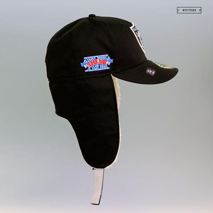 LOS ANGELES RAIDERS SUPER BOWL XVIII DABU DOG EAR SHERPA NEW ERA FITTED CAP