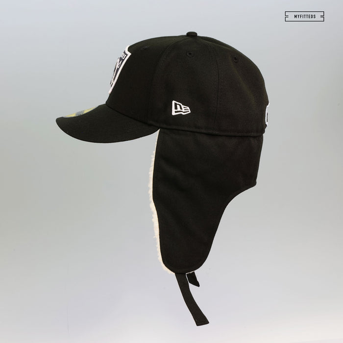 LOS ANGELES RAIDERS SUPER BOWL XVIII DABU DOG EAR SHERPA NEW ERA FITTED CAP