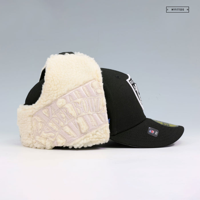 LOS ANGELES RAIDERS SUPER BOWL XVIII DABU DOG EAR SHERPA NEW ERA FITTED CAP