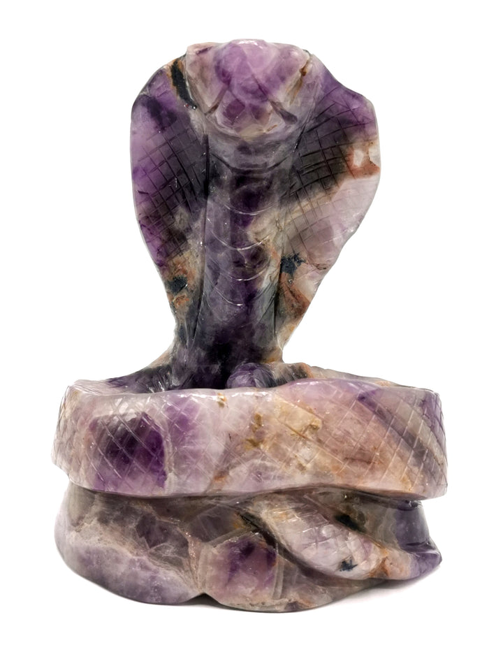 Magnificent Cobra Snake carved in Amethyst stone - animal carving
