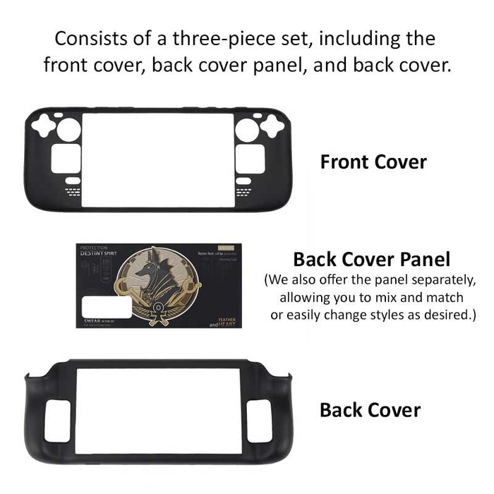 Mecha Steam Deck Case: stylish protection: black, purple sci-fi/cyberpunk warning-panel theme, cyberpunk, futuristic, cartoon