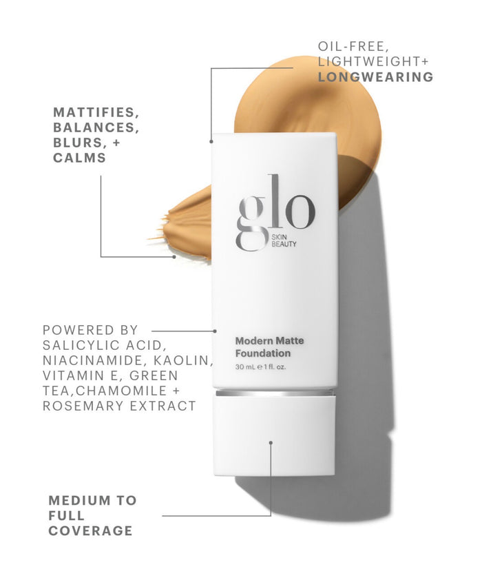 Glo Skin Beauty Modern Matte Foundation acne-safe makeup with salicylic acid, niacinamide, and kaolin clay for clear, smooth skin at The Skyn Distillery Wayzata MN
