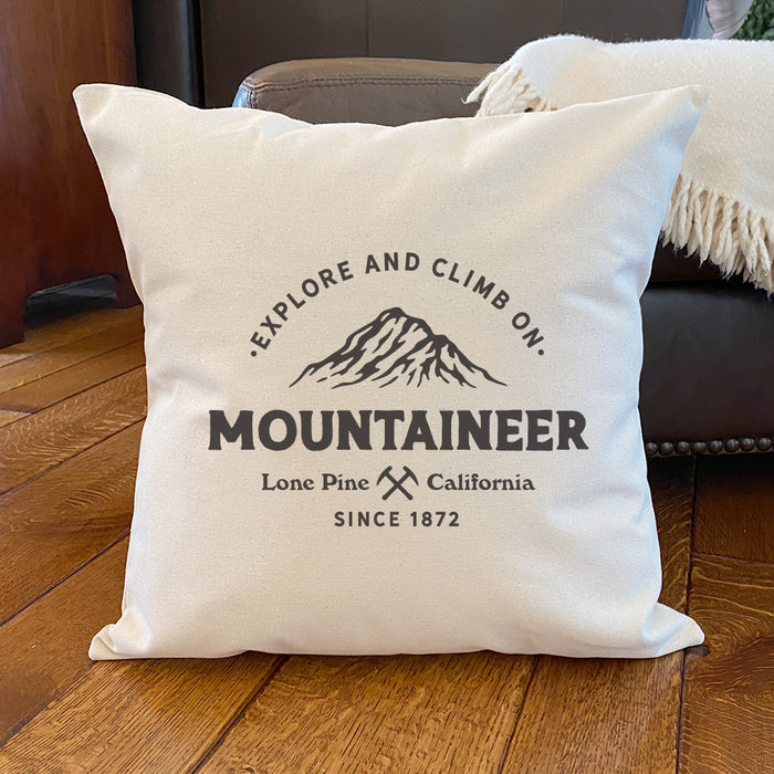 Mountaineer w/ City, State - Custom Square Canvas Pillow
