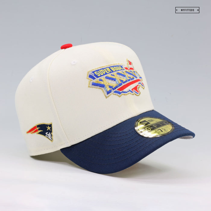 NEW ENGLAND PATRIOTS SUPER BOWL XXXVI OFF WHITE GO PATS NEW ERA FITTED CAP