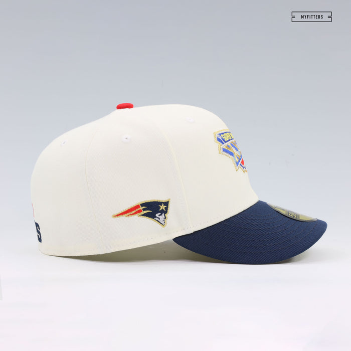 NEW ENGLAND PATRIOTS SUPER BOWL XXXVI OFF WHITE GO PATS NEW ERA FITTED CAP