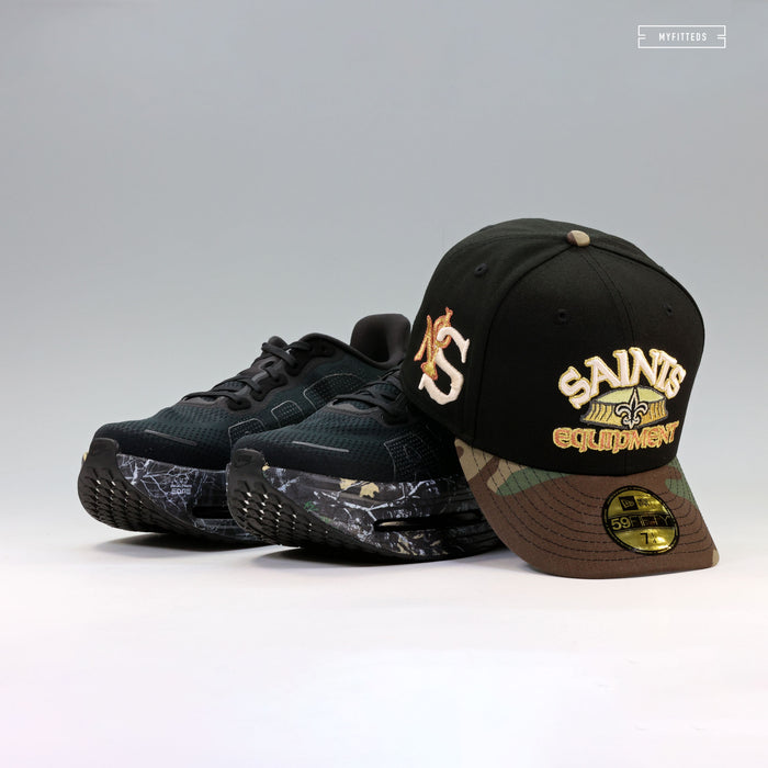 NEW ORLEANS SAINTS EQUIPMENT WOODLAND CAMO NEW ERA FITTED CAP