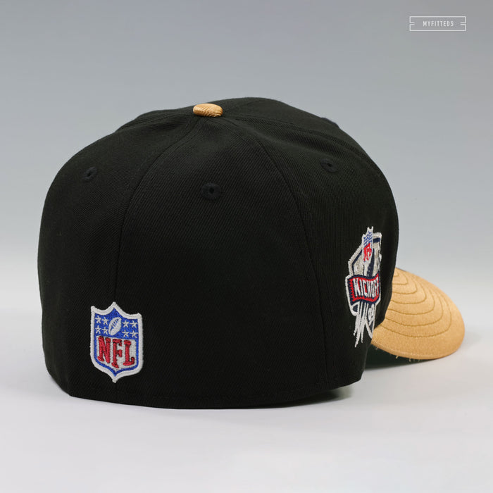 NEW ORLEANS SAINTS NFL KICKOFF 1999 JET BLACK GOLDEN METALLIC NEW ERA FITTED CAP