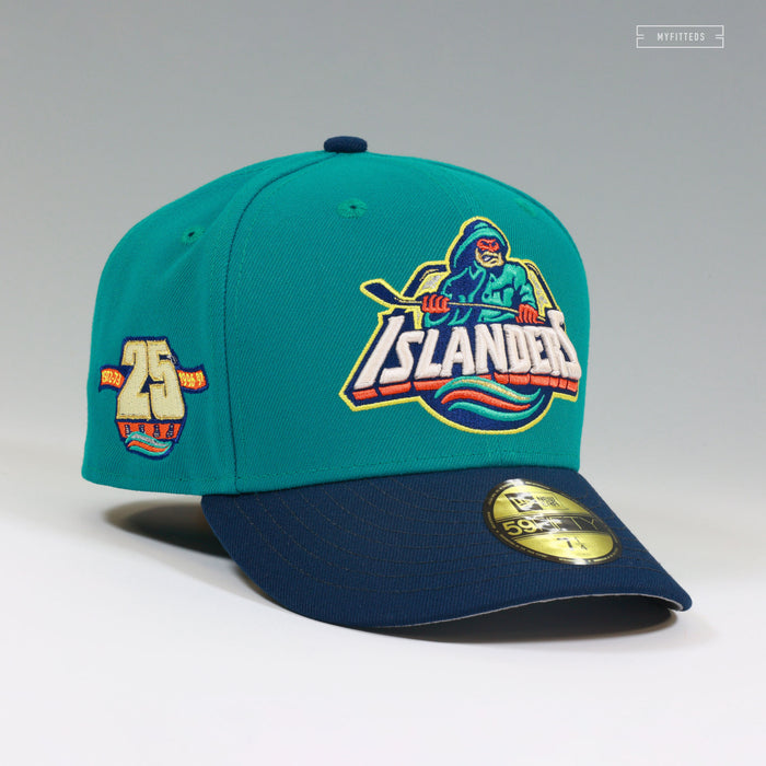 NEW YORK ISLANDERS 25TH ANNIVERSARY PURE AQUA NIGHTSHADE FISHERMAN NEW ERA FITTED CAP