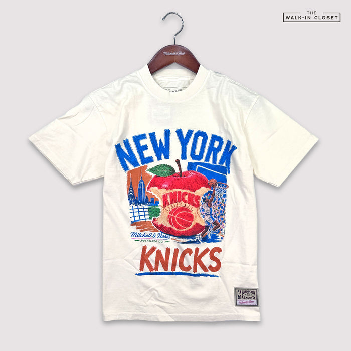 NEW YORK KNICKS CONCRETE APPLE 2026 NBA FINALS CREAM MITCHELL & NESS T-SHIRT