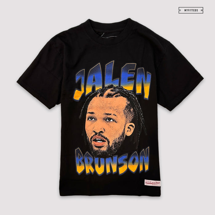 NEW YORK KNICKS JALEN BRUSON BIG FACE CARICATURE BLACK MITCHELL & NESS T-SHIRT