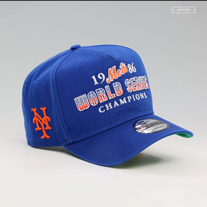 NEW YORK METS 1986 WORLD SERIES CHAMPIONS HISTORIC 9FIFTY NEW ERA A-FRAME SNAPBACK HAT