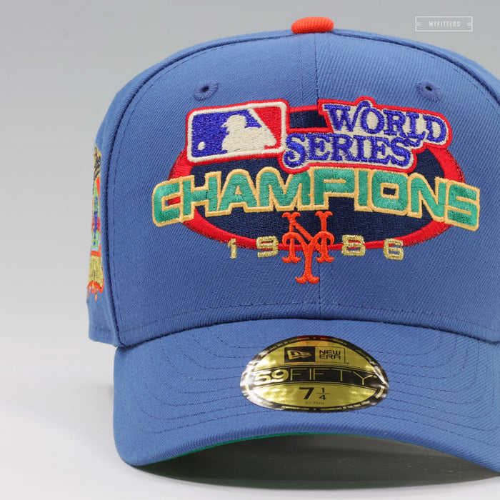 NEW YORK METS 1986 WORLD SERIES CHAMPIONS VINTAGE WEATHERED LOOK NEW ERA FITTED CAP