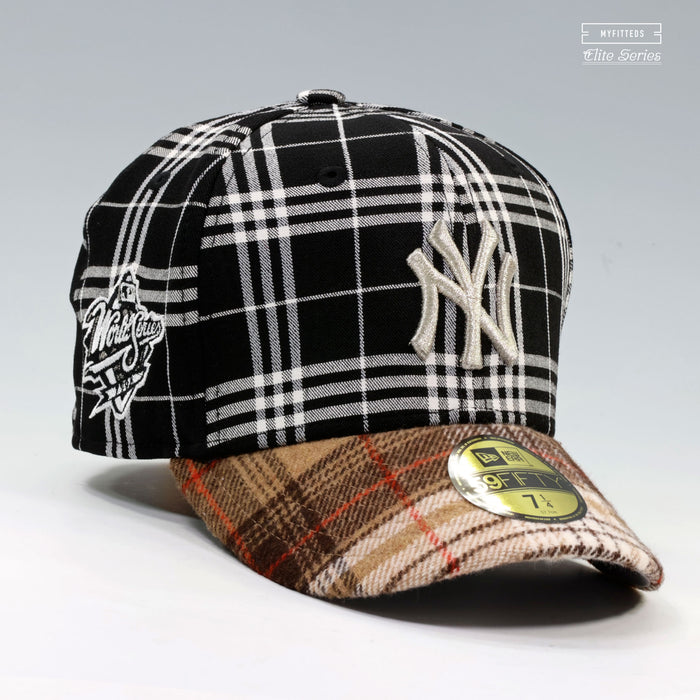 NEW YORK YANKEES 1998 WORLD SERIES "BLACK BURBERRY CHECK INSPIRED" ELITE SERIES NEW ERA HAT