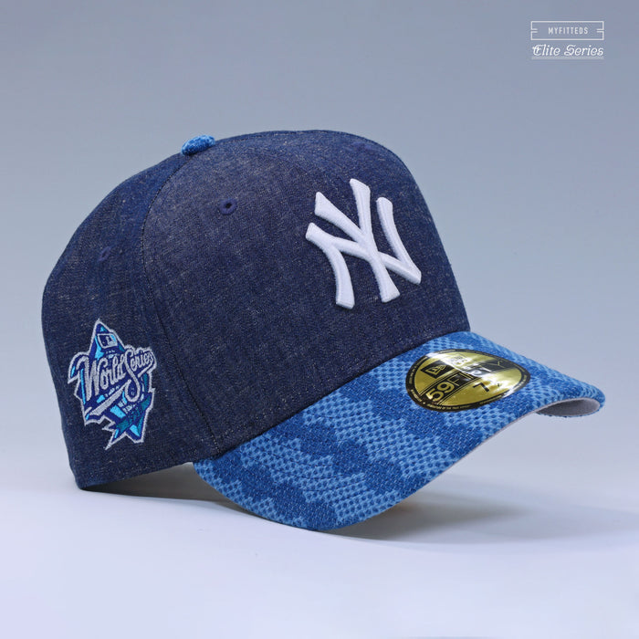 NEW YORK YANKEES 1998 WORLD SERIES WOVEN WASHI SASHIKO DENIM ELITE SERIES NEW ERA FITTED CAP