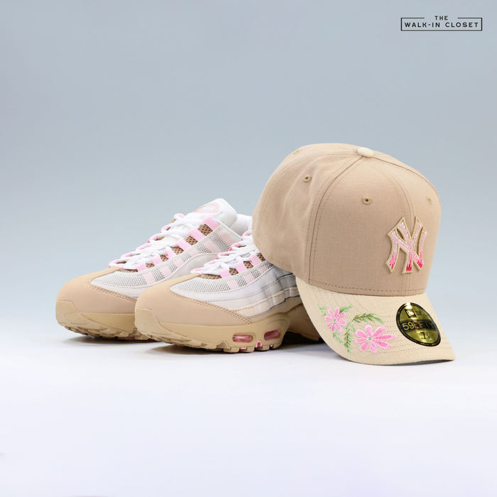 NEW YORK YANKEES HAND STITCHED FLORAL LINEN AIR MAX 95 INSPIRED NEW ERA FITTED CAP