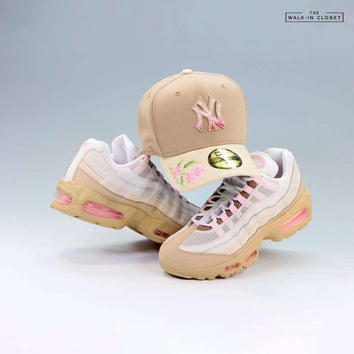 NEW YORK YANKEES HAND STITCHED FLORAL LINEN AIR MAX 95 INSPIRED NEW ERA FITTED CAP