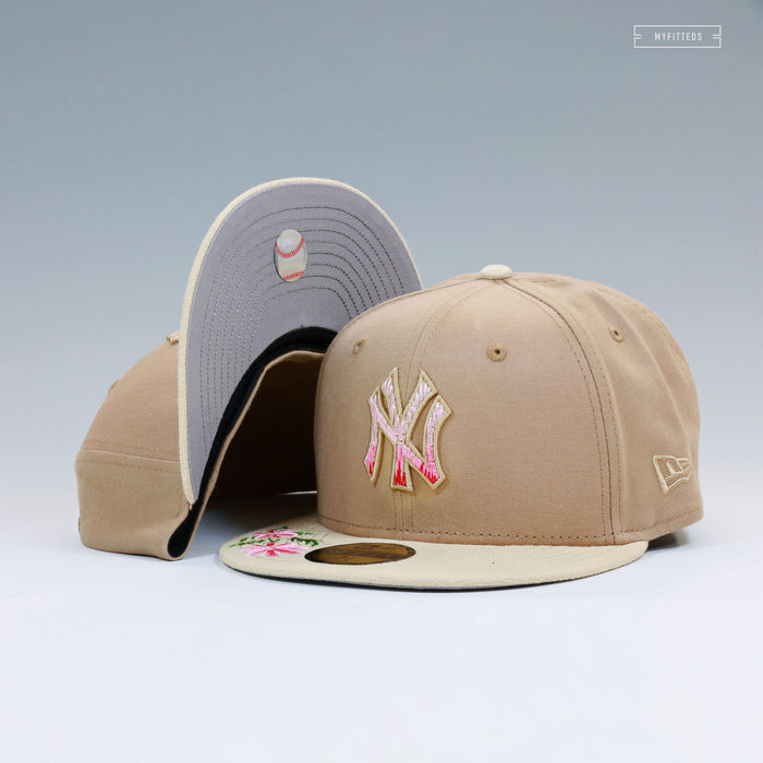 NEW YORK YANKEES HAND STITCHED FLORAL LINEN AIR MAX 95 INSPIRED NEW ERA FITTED CAP