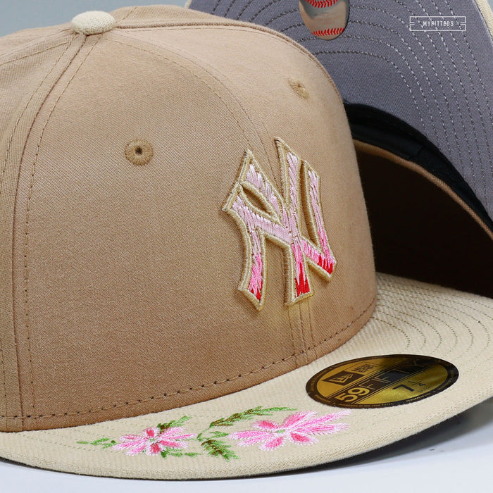 NEW YORK YANKEES HAND STITCHED FLORAL LINEN AIR MAX 95 INSPIRED NEW ERA FITTED CAP