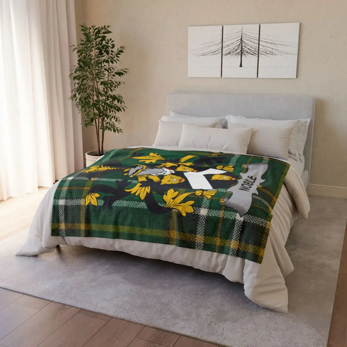 Green and Yellow Noble Crest Design Blanket