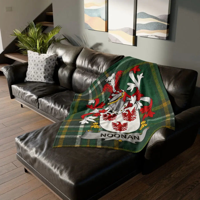 Custom Noonan Family Crest Throw Blanket for Living Room
