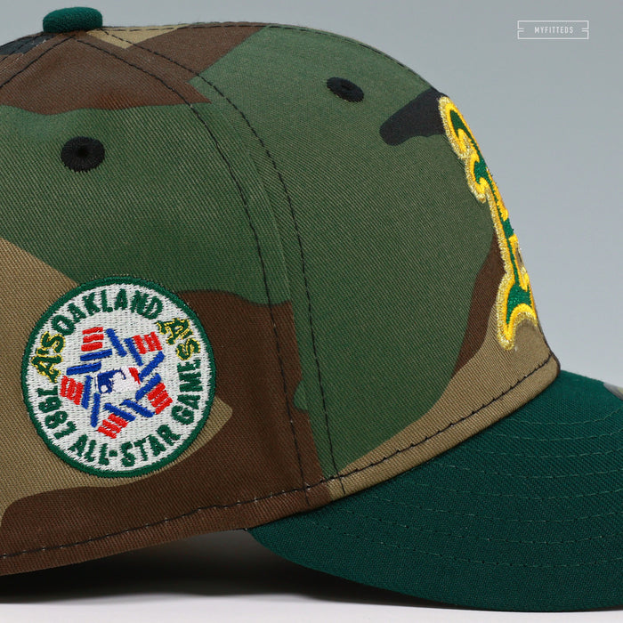 OAKLAND ATHLETICS 1987 MLB ALL-STAR GAME WOODLAND CAMO GRADATED NEW ERA FITTED CAP