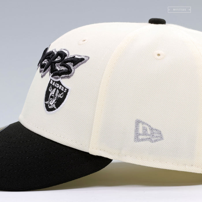 OAKLAND RAIDERS 1998 NFL KICKOFF OFF WHITE NEW ERA FITTED CAP