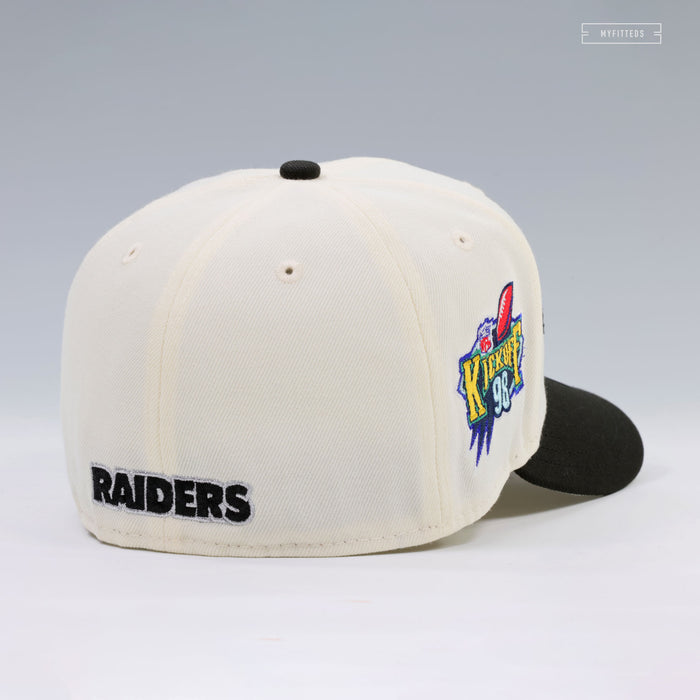 OAKLAND RAIDERS 1998 NFL KICKOFF OFF WHITE NEW ERA FITTED CAP