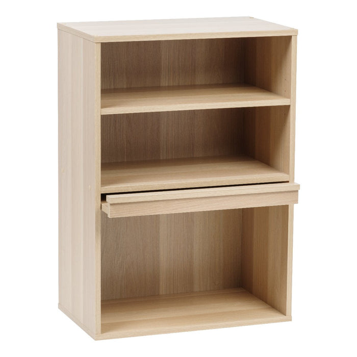 Open Wood Shelf with Pocket Door, Light Brown, Collan Series - IRIS USA, Inc.