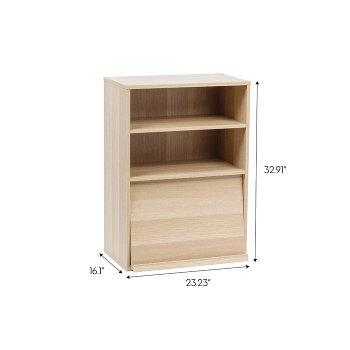 Open Wood Shelf with Pocket Door, Light Brown, Collan Series - IRIS USA, Inc.