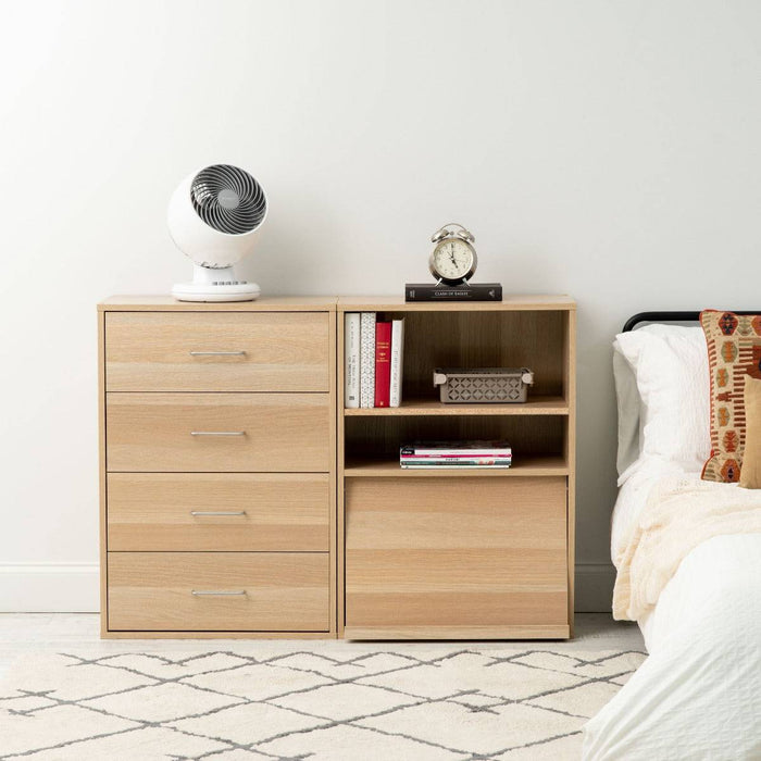 Open Wood Shelf with Pocket Door, Light Brown, Collan Series - IRIS USA, Inc.