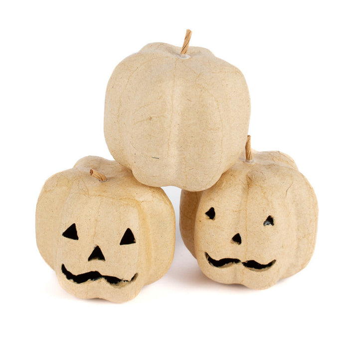 Paper Mache Jack O' Lantern Pumpkins, Set of 3