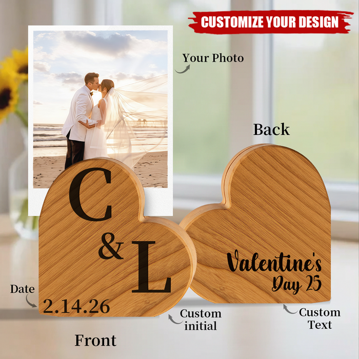 Personalized Wooden Heart Photo Holder