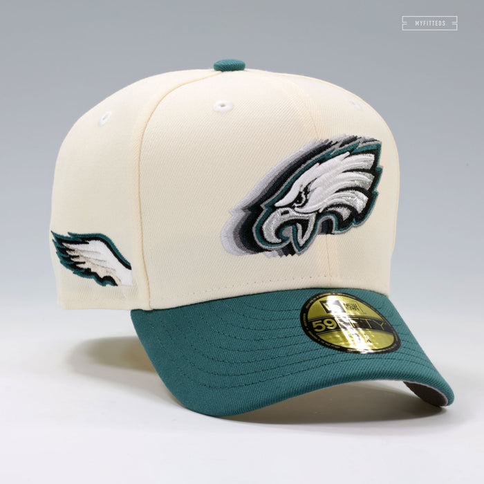 PHILADELPHIA EAGLES CASCADING OFF WHITE BY IBEDADOC NEW ERA FITTED CAP