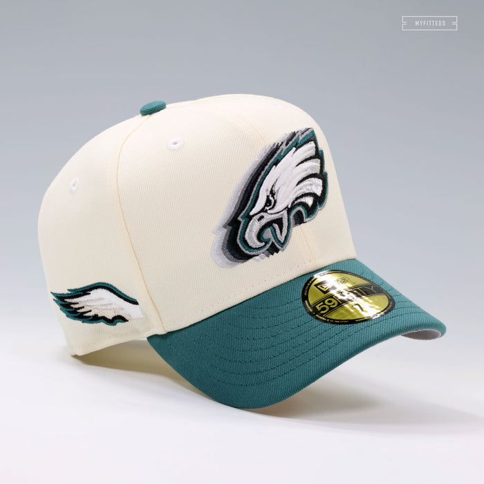 PHILADELPHIA EAGLES CASCADING OFF WHITE BY IBEDADOC NEW ERA FITTED CAP