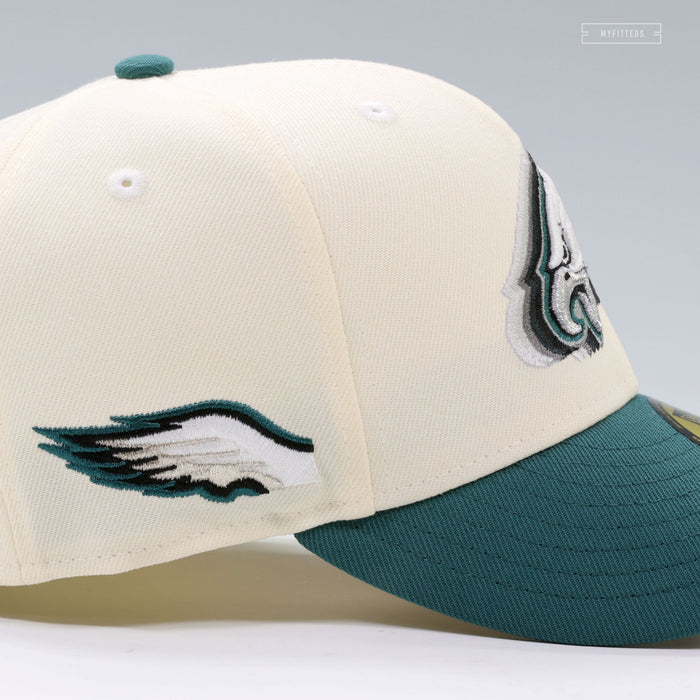 PHILADELPHIA EAGLES CASCADING OFF WHITE BY IBEDADOC NEW ERA FITTED CAP